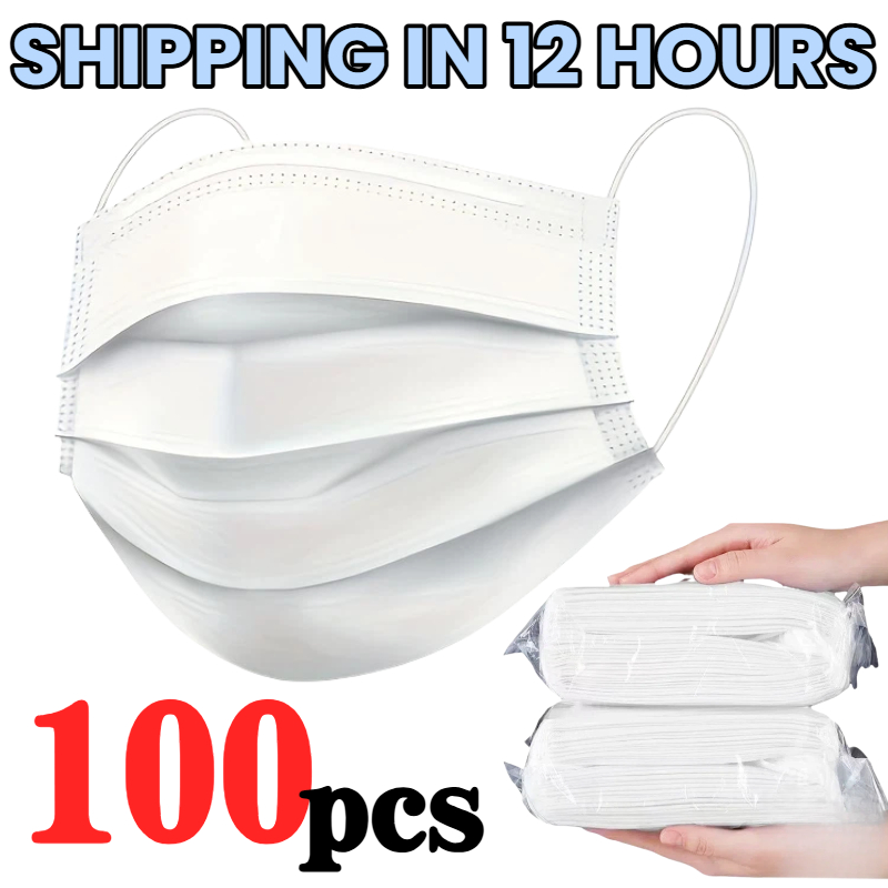 Disposable Mask Blue - 100 mascarillas desechables blancas protectoras de
